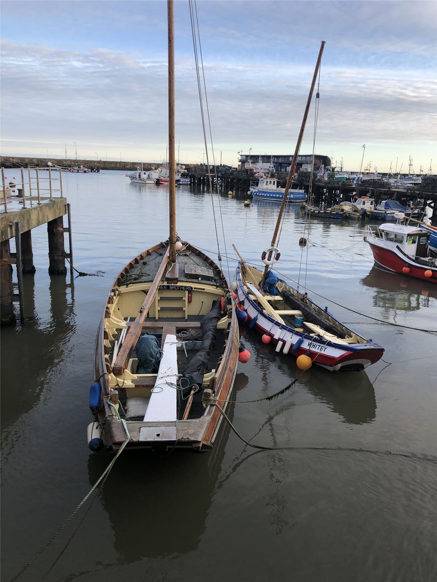 Boats in Bridlington Harbour on a sunny day